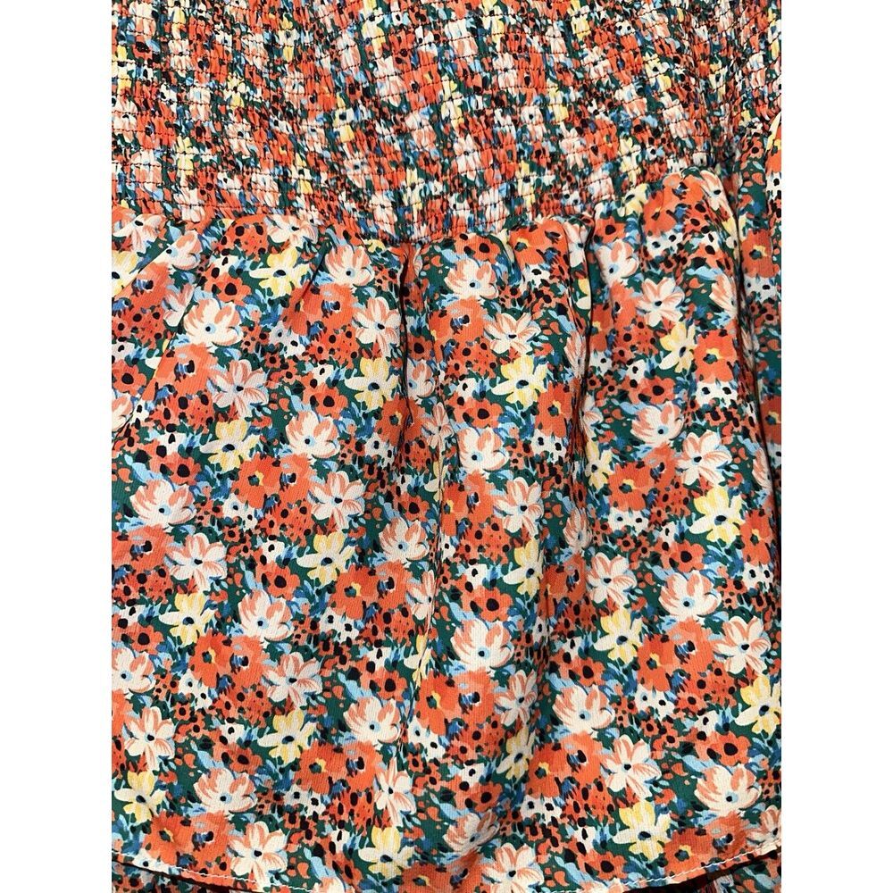 English Factory Smocked Mini floral‎ ruffle Dress Sz 2XL Cottage Core Prairie - Picture 4 of 6